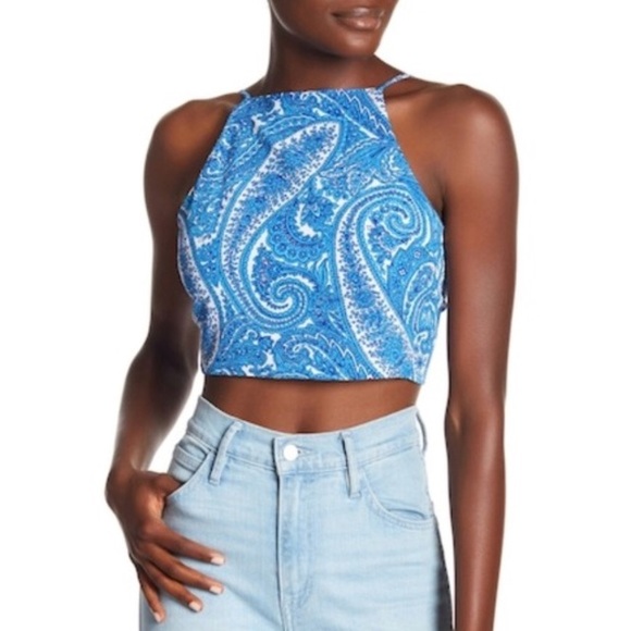 Show Me Your MuMu Tops - SHOW ME YOUR MUMU Blue & White Paisley Crop Top